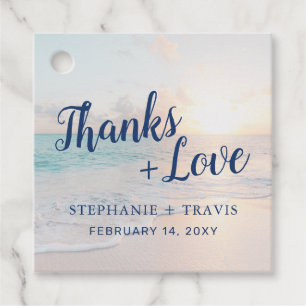 Thanks and Love Beach Sunset Thank You Favour Tags