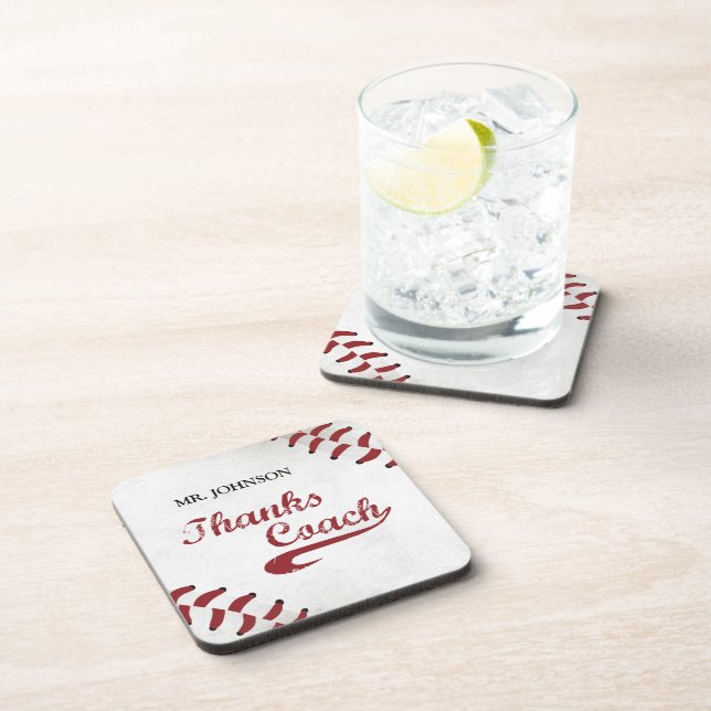 Thanks Baseball Coach Large Grunge Baseball Coaster (Right Side)