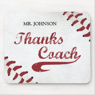 Thanks Baseball Coach Large Grunge Baseball Mouse Pad