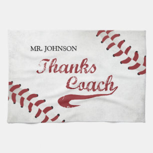 Thanks Baseball Coach Large Grunge Baseball Tea Towel