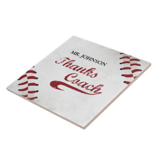 Thanks Baseball Coach Large Grunge Baseball Tile