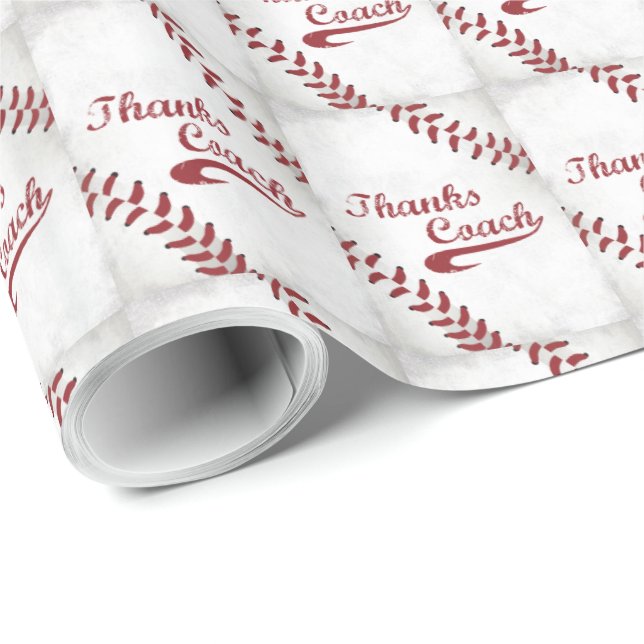 Thanks Baseball Coach Large Grunge Baseball Wrapping Paper (Roll Corner)