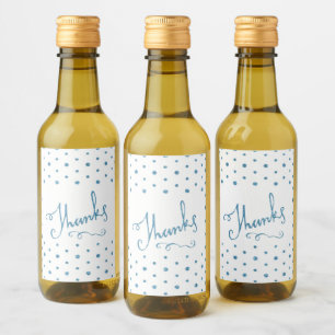 Thanks Blue Sparkle Serif Text Thank You Wine Label