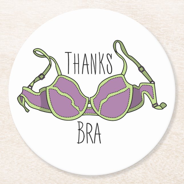 Thanks Bra Round Paper Coaster (Front)