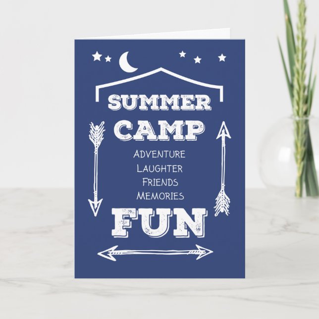 Thanks Camp Counsellor Fun Navy Blue, White Arrows Thank You Card (Front)