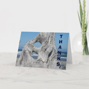 Thanks card Blue Sky Ocean Waves Coastal Driftwood
