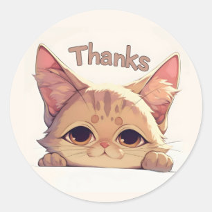 Thanks Cat Animal Classic Round Sticker