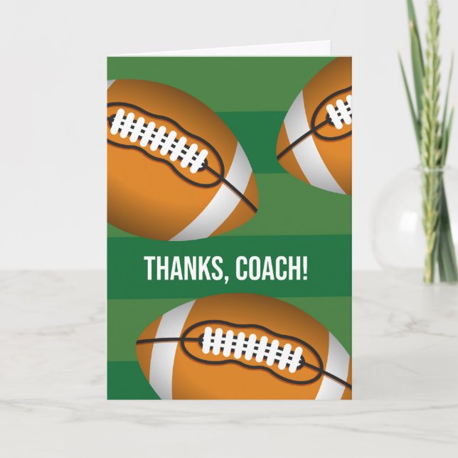 Thanks Coach Football with Field and Balls Card (Front)