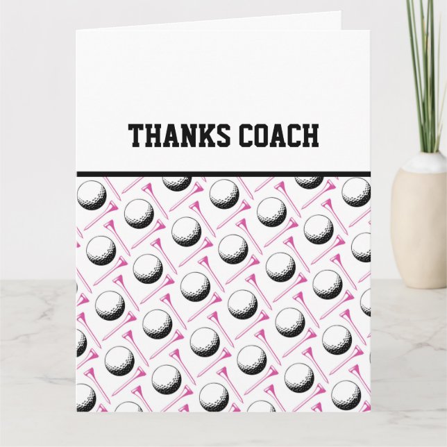THANKS COACH Ladies Golf Team Pink Black White Card (Front)