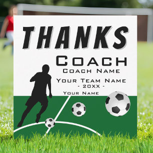 Thanks Coach Soccer Player Extra Size Thank You Card
