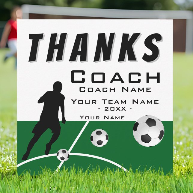 Thanks Coach Soccer Player Extra Size Thank You Card (Creator Uploaded)