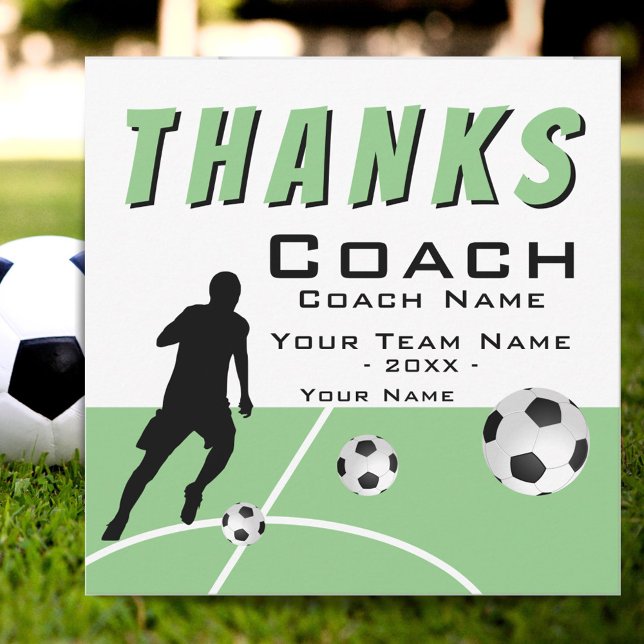 Thanks Coach Soccer Player Extra Size  Thank You Card (Creator Uploaded)