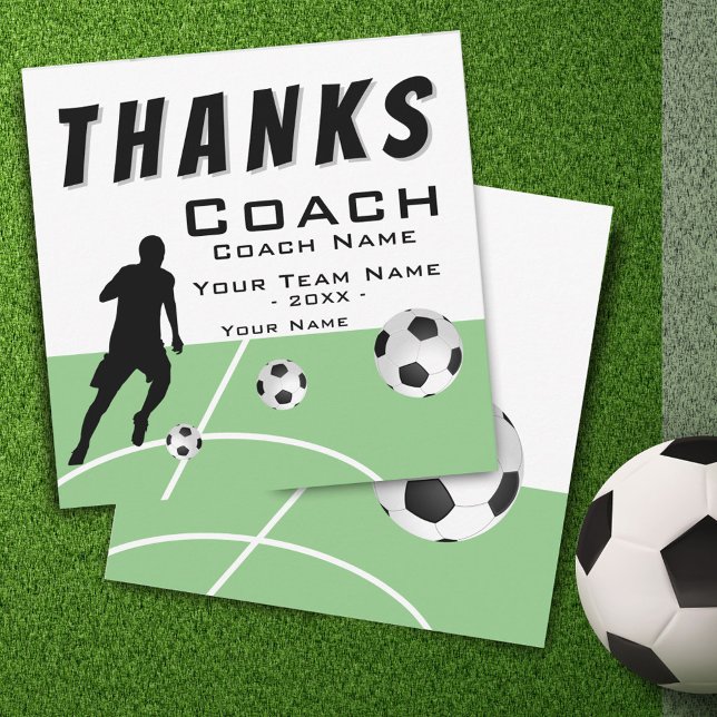 Thanks Coach Soccer Player Extra Size Thank You Card (Creator Uploaded)