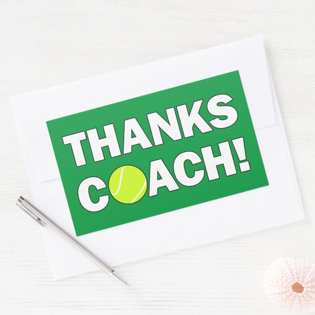 Thanks Coach! Tennis Coaches Sports Team Party Rectangular Sticker (Envelope)