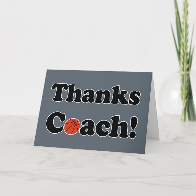 Thanks Coach Thank You Card for Basketball Coaches (Front)