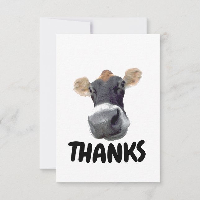 Thanks, Cow Face Thank You Card (Front)