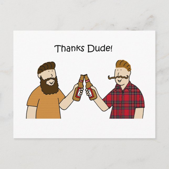 Thanks Dude Funky Hipsters Postcard (Front)