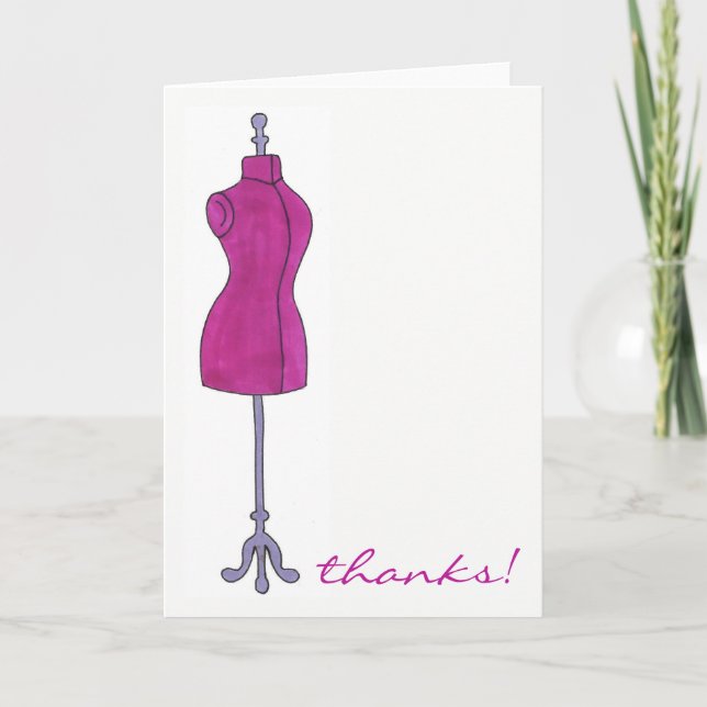 Thanks Fashion Sewing Costume Dressform Mannequin Thank You Card (Front)