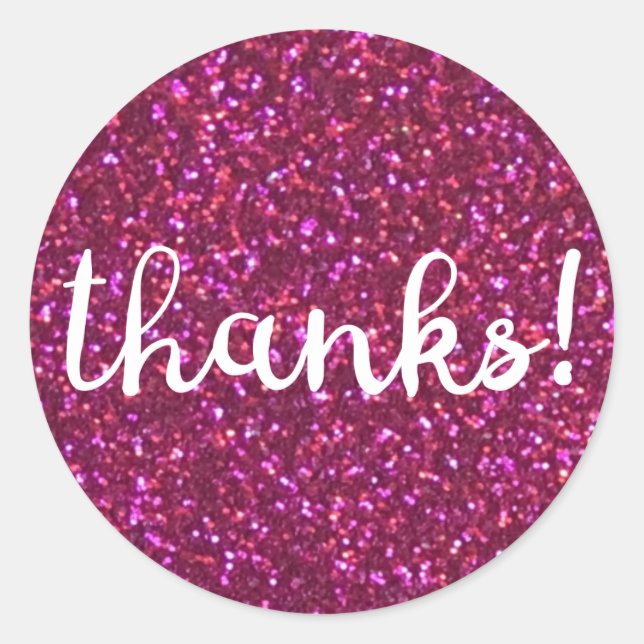 Thanks! Faux pink glitter sticker (Front)