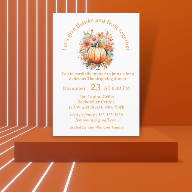 thanks & feast thanksgiving orange typography invitation (Creator Uploaded)