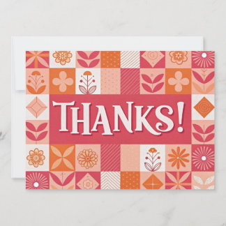 Thanks! Floral Patchwork Flat Greeting Card