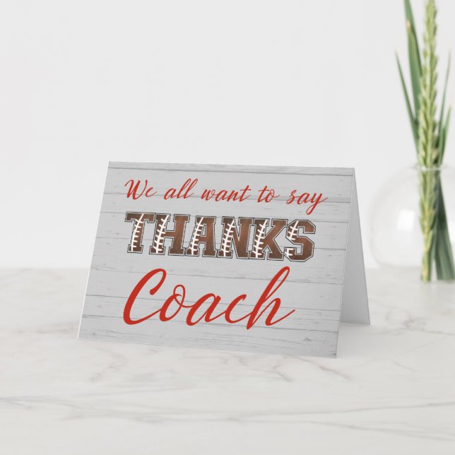 Thanks Football Coach From Us Football Letters Card (Front)