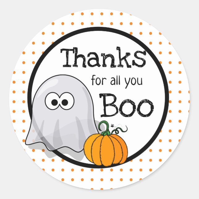 Thanks For All You Boo | Halloween Thank You Classic Round Sticker (Front)
