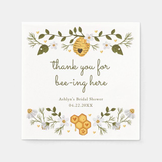 Thanks for Bee-ing Here Cocktail Napkins (Front)