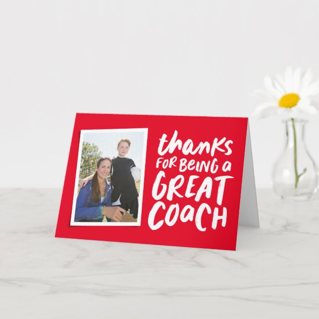 Thanks for being a great coach red one photo card (Small Plant)
