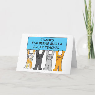 Thanks for being a great teacher, cute cats thank you card