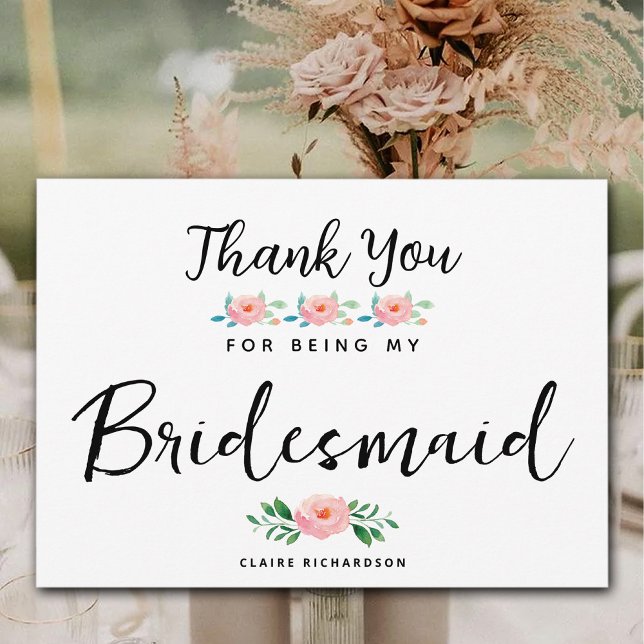 Thanks for Being My Bridesmaid | Maid of Honour Thank You Card (Thanks for Being My Bridesmaid | Maid of Honour Thank You Card)