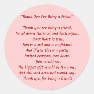 Thanks For Being My Friend - Stickers