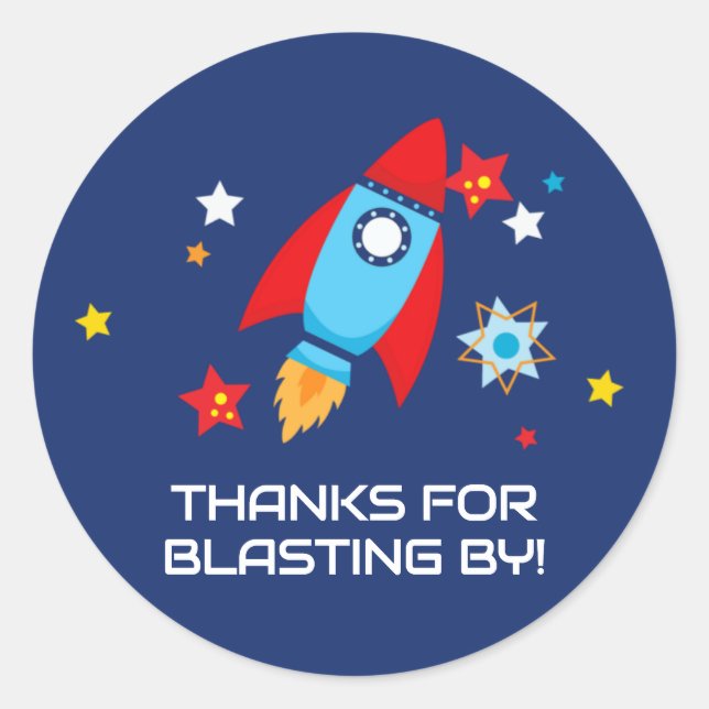 Thanks For Blasting By Space Rocket Stickers (Front)