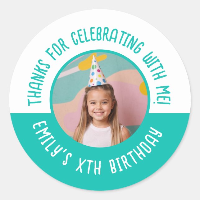 Thanks for Celebrating with Me Birthday Photo Classic Round Sticker (Front)