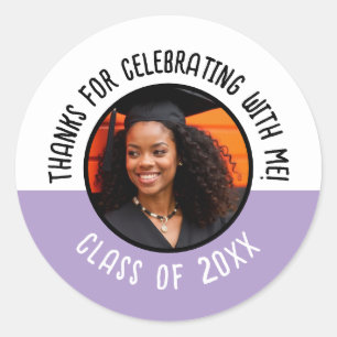 Thanks for Celebrating with Me Grad Photo Class Classic Round Sticker