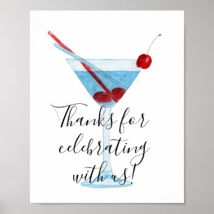 Thanks For Celebrating With Us Cocktail Glass Wall Poster