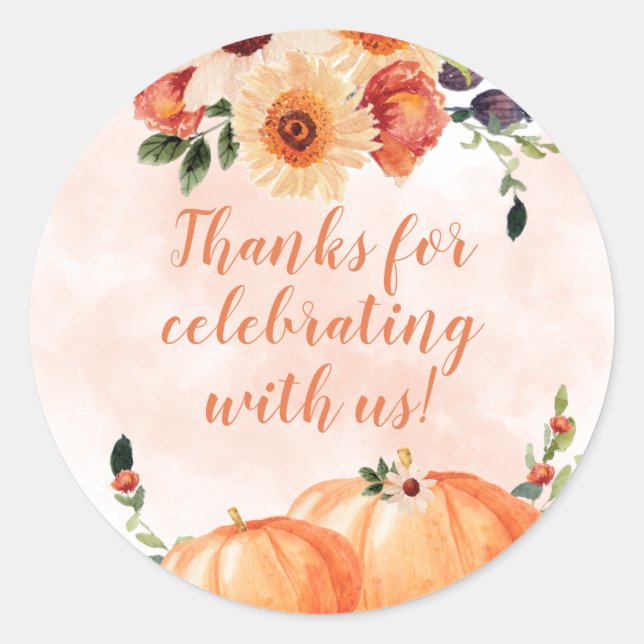 Thanks for Celebrating With Us Fall Classic Round Sticker (Front)