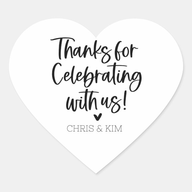 Thanks for Celebrating with Us Heart Stickers (Front)