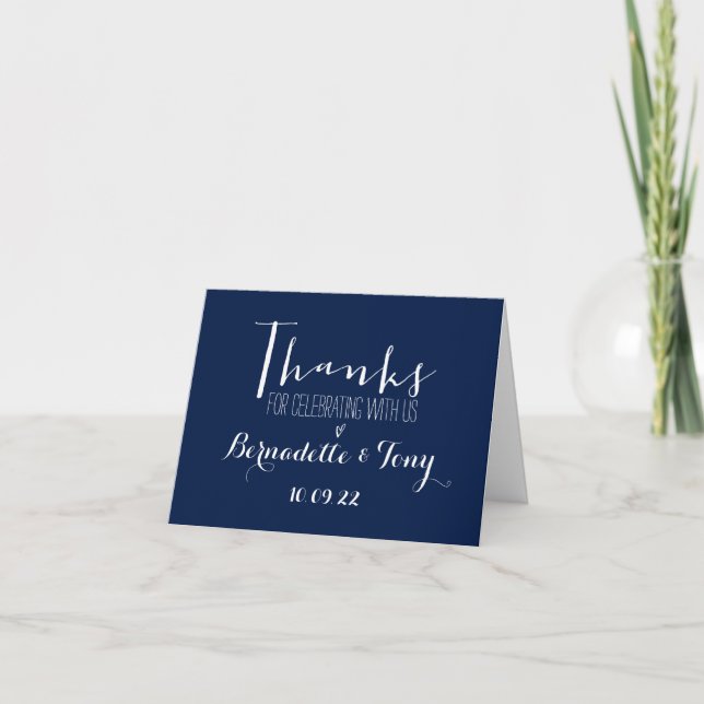 Thanks For Celebrating With Us! Wedding Thank You Card (Front)