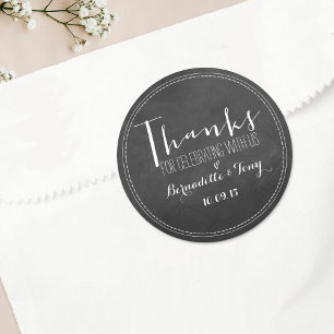 Thanks For Celebrating With Us! Wedding Thank You Classic Round Sticker