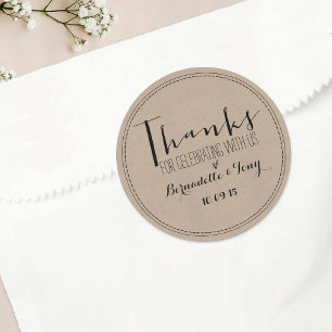 Thanks For Celebrating With Us! Wedding Thank You Classic Round Sticker