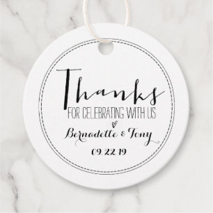 Thanks For Celebrating With Us! Wedding Thank You Favour Tags
