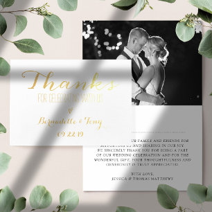 Thanks For Celebrating With Us! Wedding Thank You Foil Card