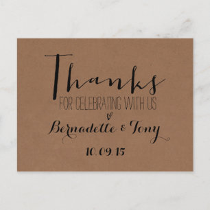 Thanks For Celebrating With Us! Wedding Thank You Postcard