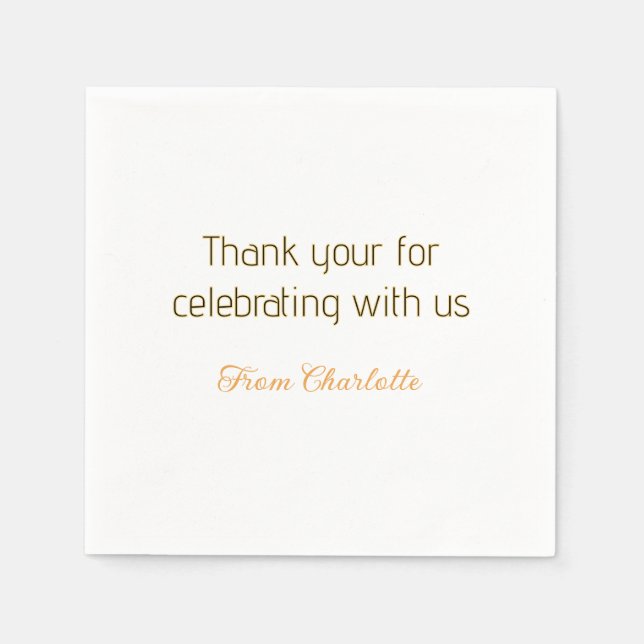 thanks for celebrating with us yellow black simple napkin (Front)