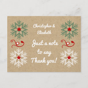 Thanks for Christmas gifts kraft with snowflakes Postcard