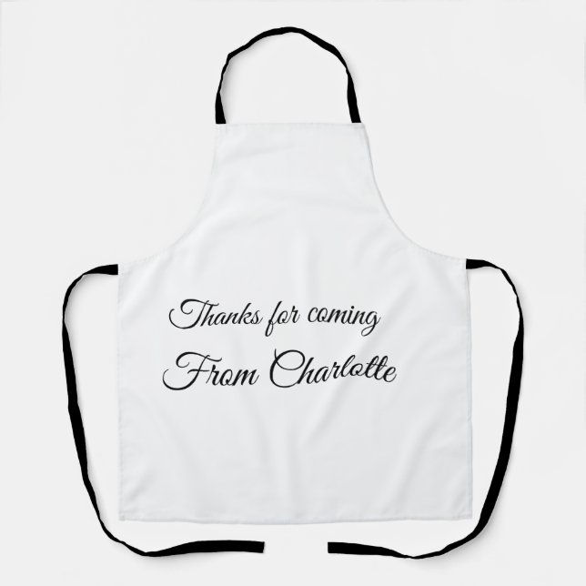 thanks for coming add name text message  apron (Front)