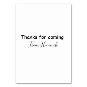 thanks for coming add name text message babyshower table number