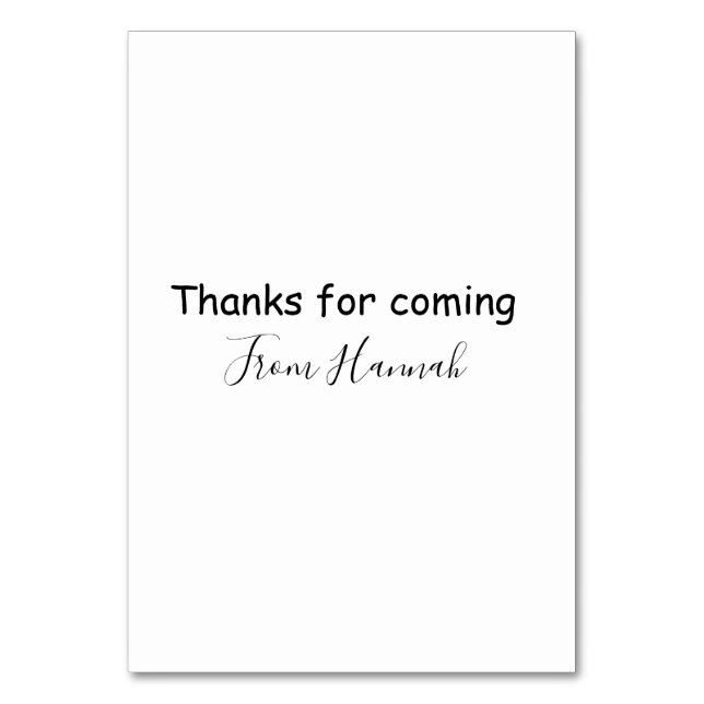 thanks for coming add name text message babyshower table number (Front)