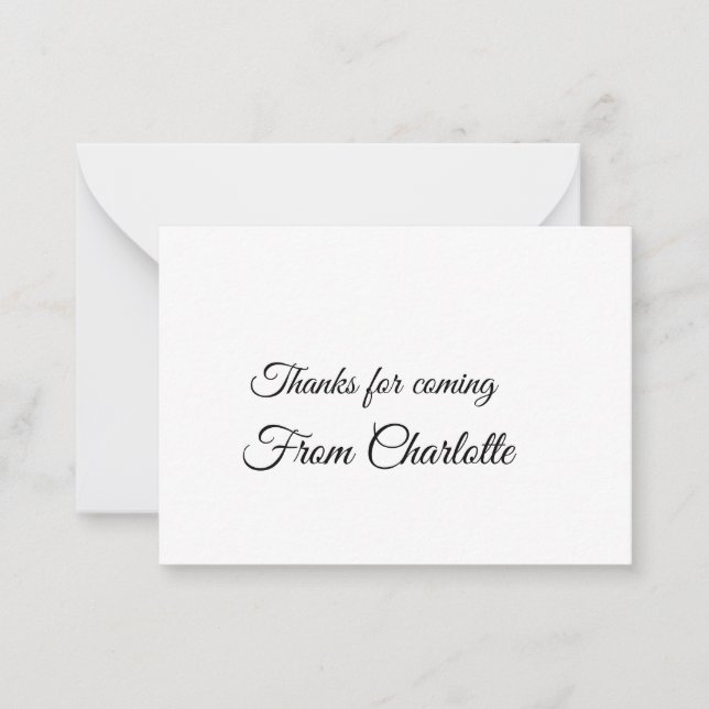 thanks for coming add name text message  card (Front)